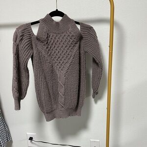 SHEIN Taupe Cable Knit Turtleneck Sweater